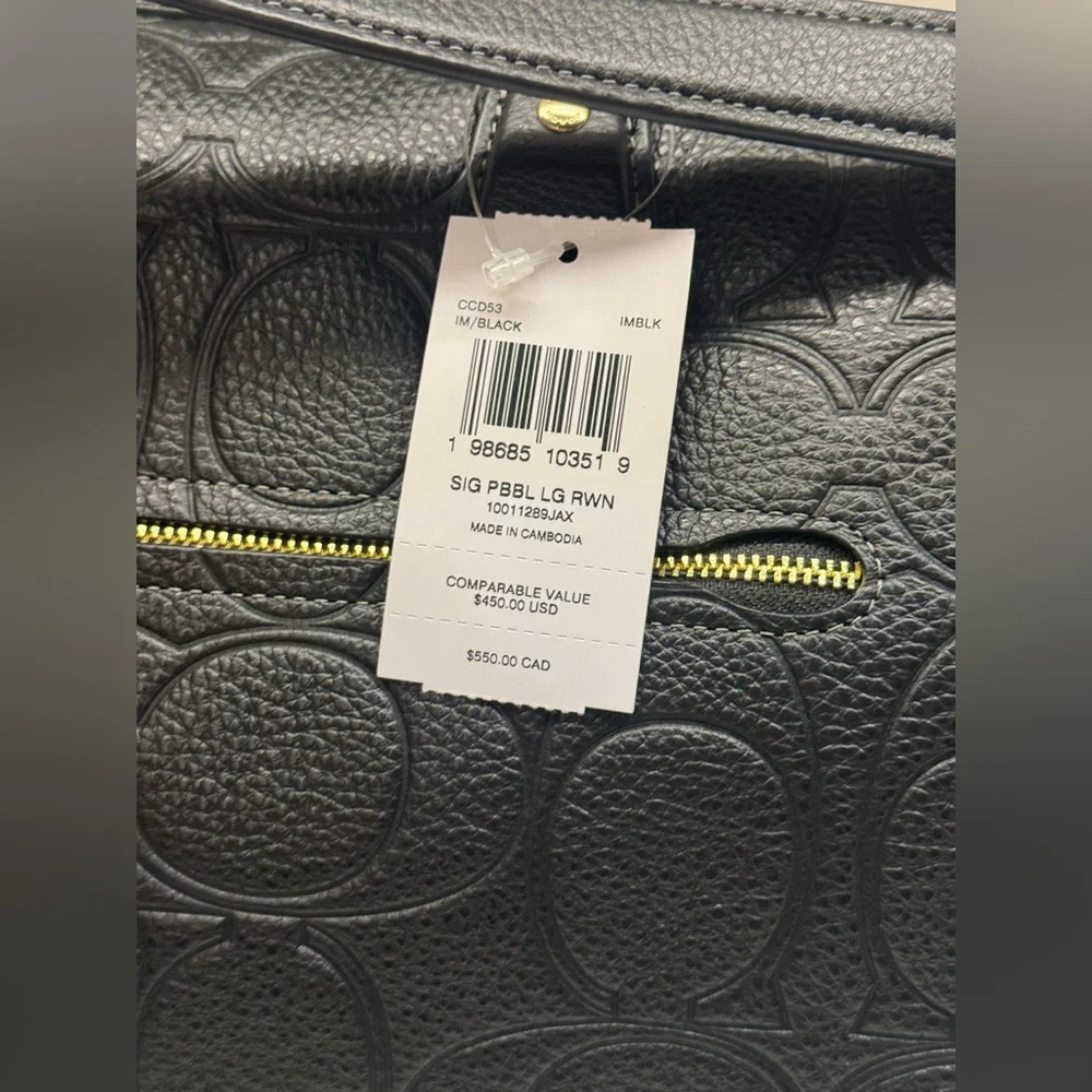 Coach Black Embossed Leather Satchel with Gold Hardware
